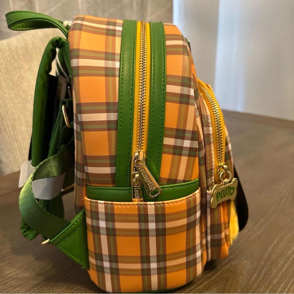 NWT Disney Loungefly Pluto 95th Anniversary Plaid Backpack Moveable Ears Fuzzy - Picture 4 of 10